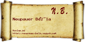 Neupauer Béla névjegykártya